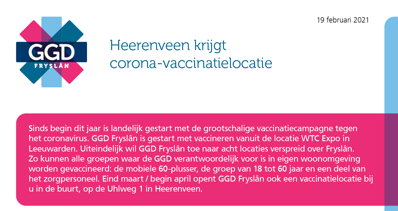 Binnenkort Corona-Vaccinatie locatie in Heerenveen Noord